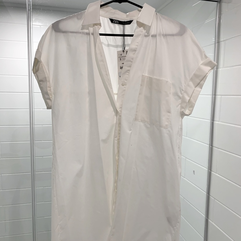 NWT Zara cotton poplin short sleeve top